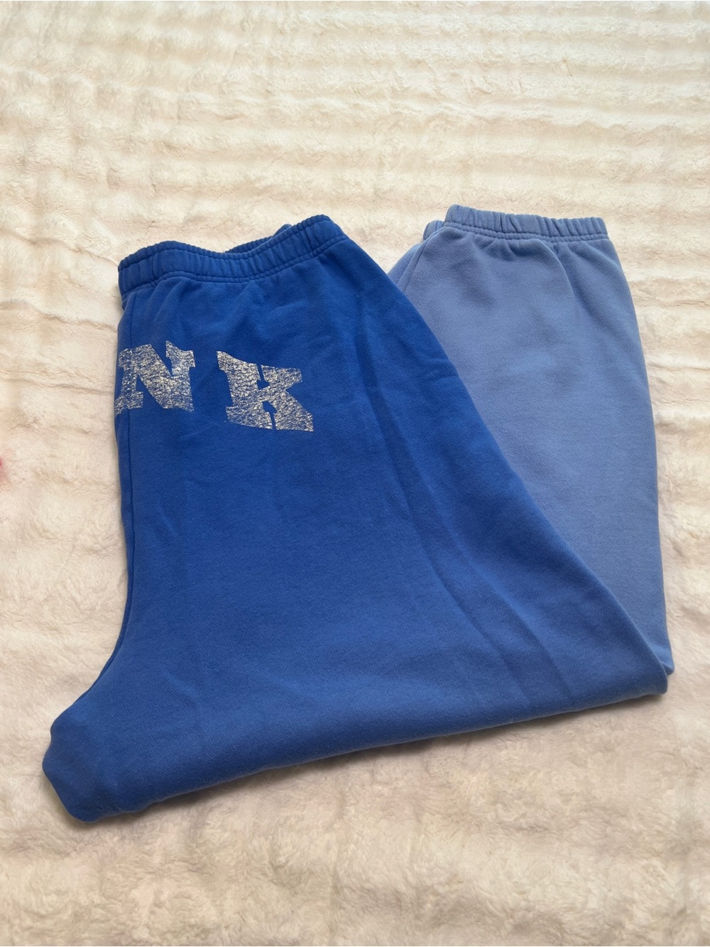 PINK Victoria's Secret Blue Two-Tone Fleece Bottoms